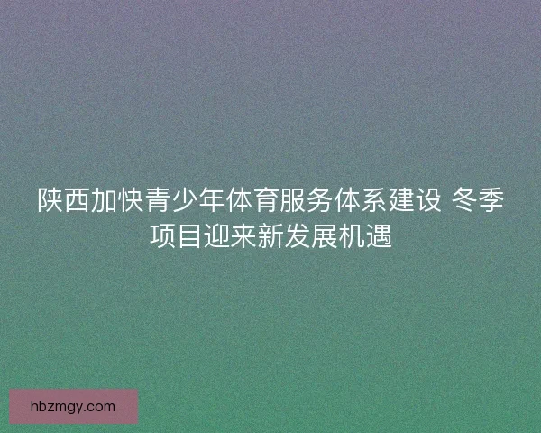 陕西加快青少年体育服务体系建设 冬季项目迎来新发展机遇