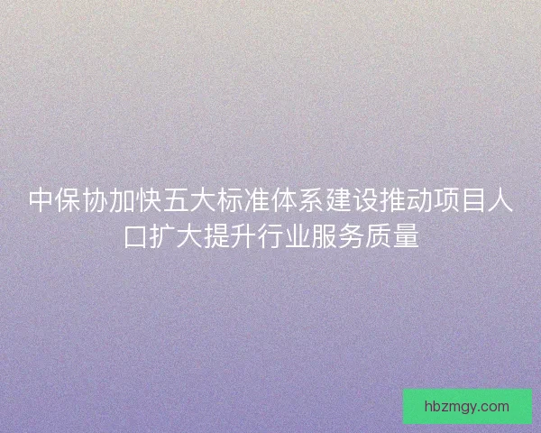 中保协加快五大标准体系建设推动项目人口扩大提升行业服务质量